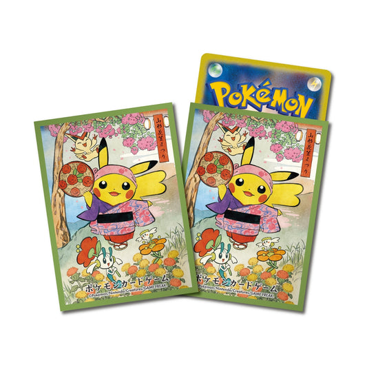 Pokémon Card Game Deck Shield - Hanagasa Matsuri Pikachu (Green) - 64 Sleeves